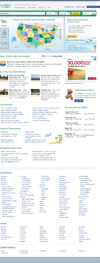 VRBO homepage