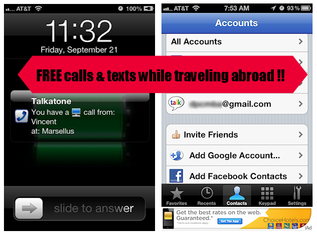 Free Calls and Text For Traveling Abroad